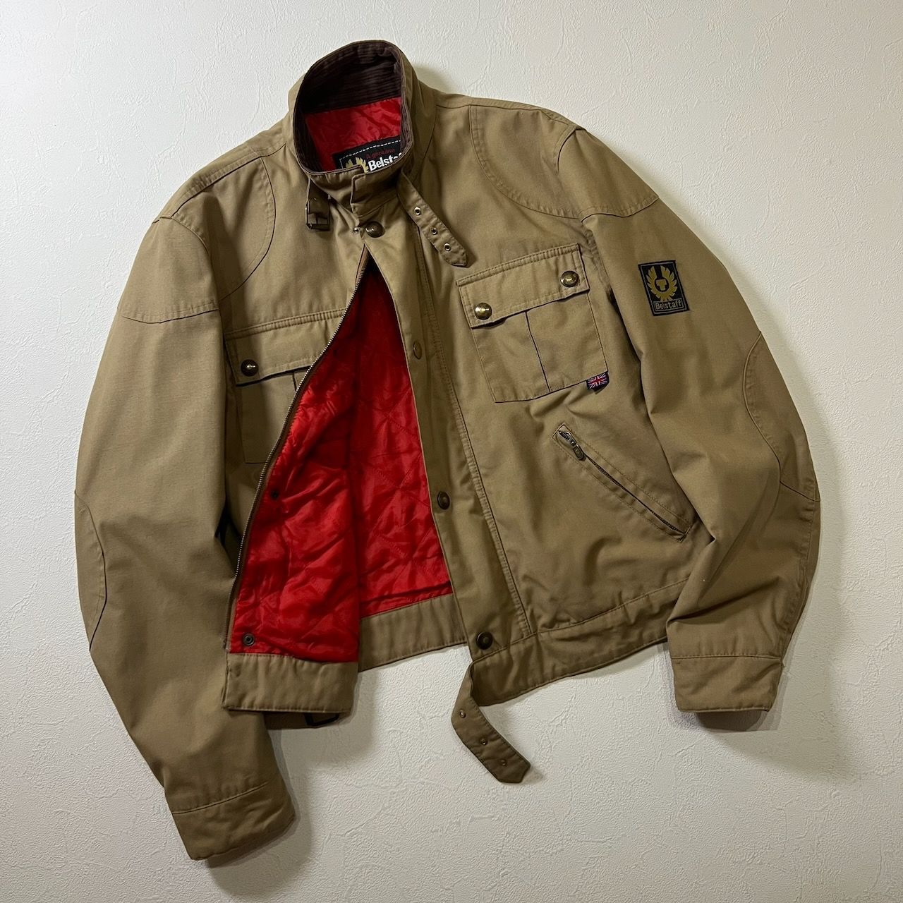 90s Italy Belstaff チンスト エルボーパッチ モーターサイクル 