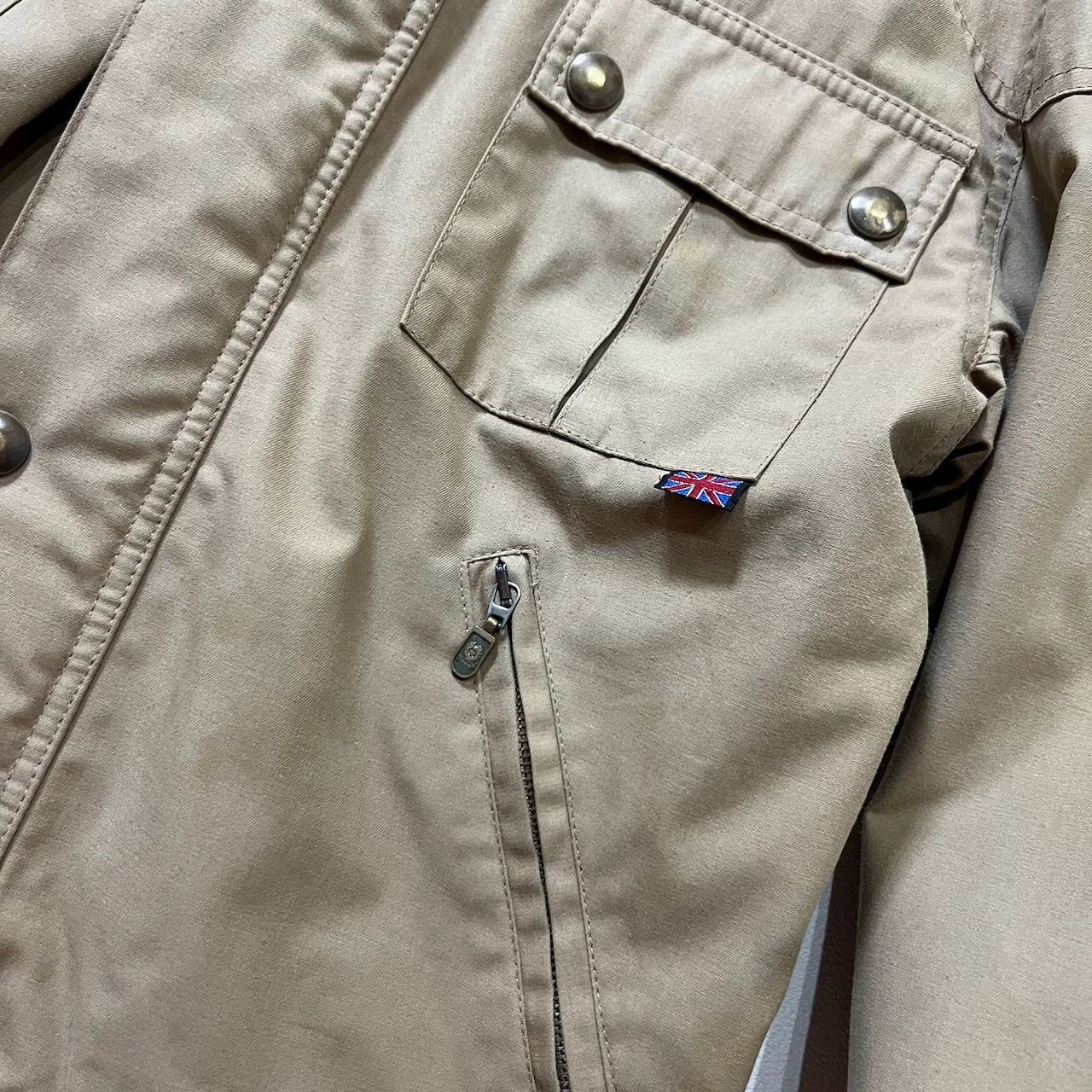 90s Italy Belstaff チンスト エルボーパッチ モーターサイクル 