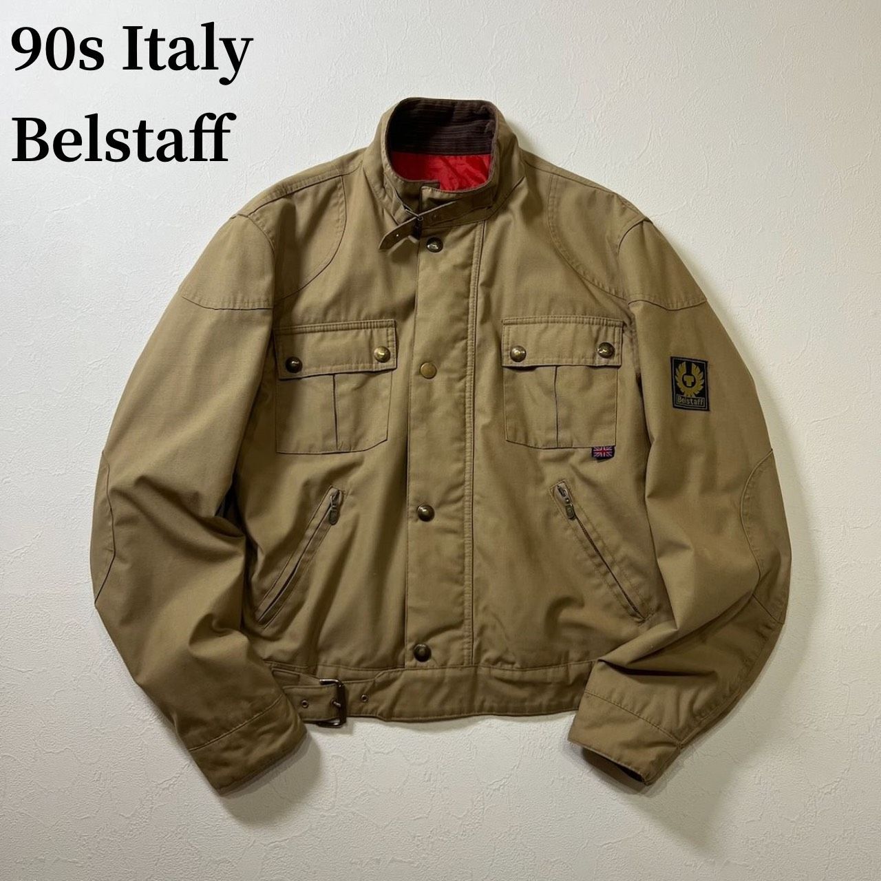 90s Italy Belstaff チンスト エルボーパッチ モーターサイクル 