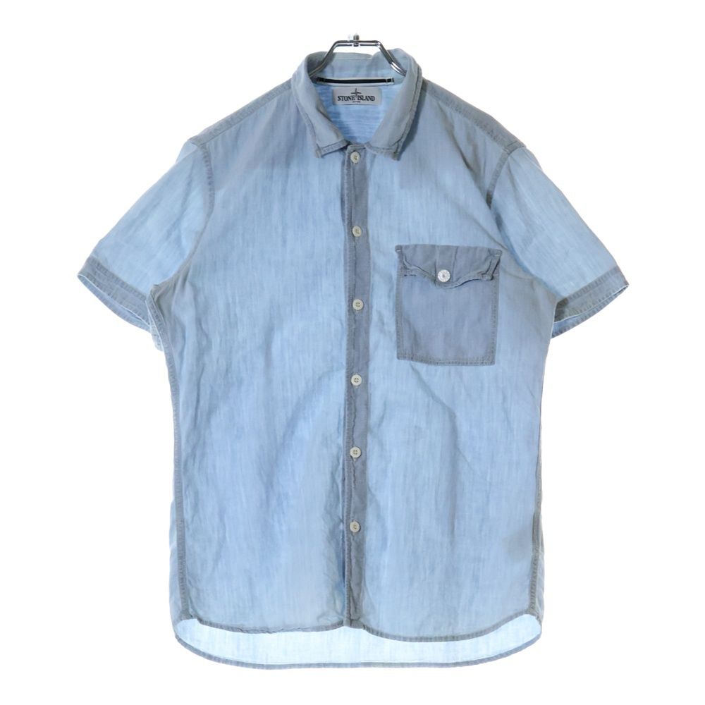 STONE  半袖シャツSイタリア製ストーンアイランド シャンブレー STONE ISLAND (ストーンアイランド) CHAMBRAY S/S SHIRT 半袖