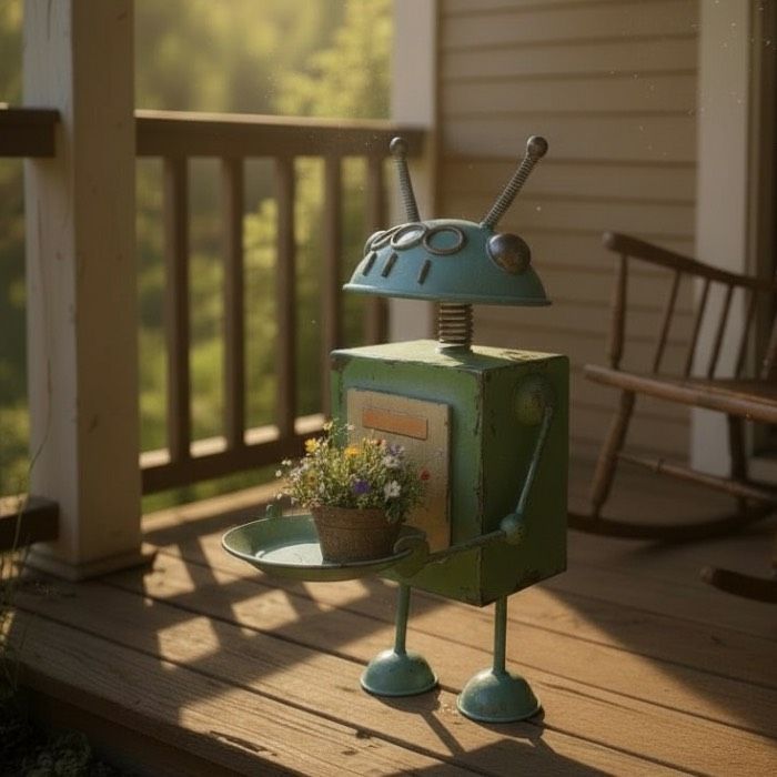 大きなロボット ブリキ製 ガーデニング レトロ お庭づくり 園芸