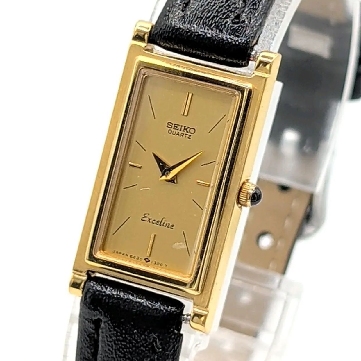 SEIKO Exceline 8420-6710 Watch Quartz Ladies Square Gold dial Y2K 