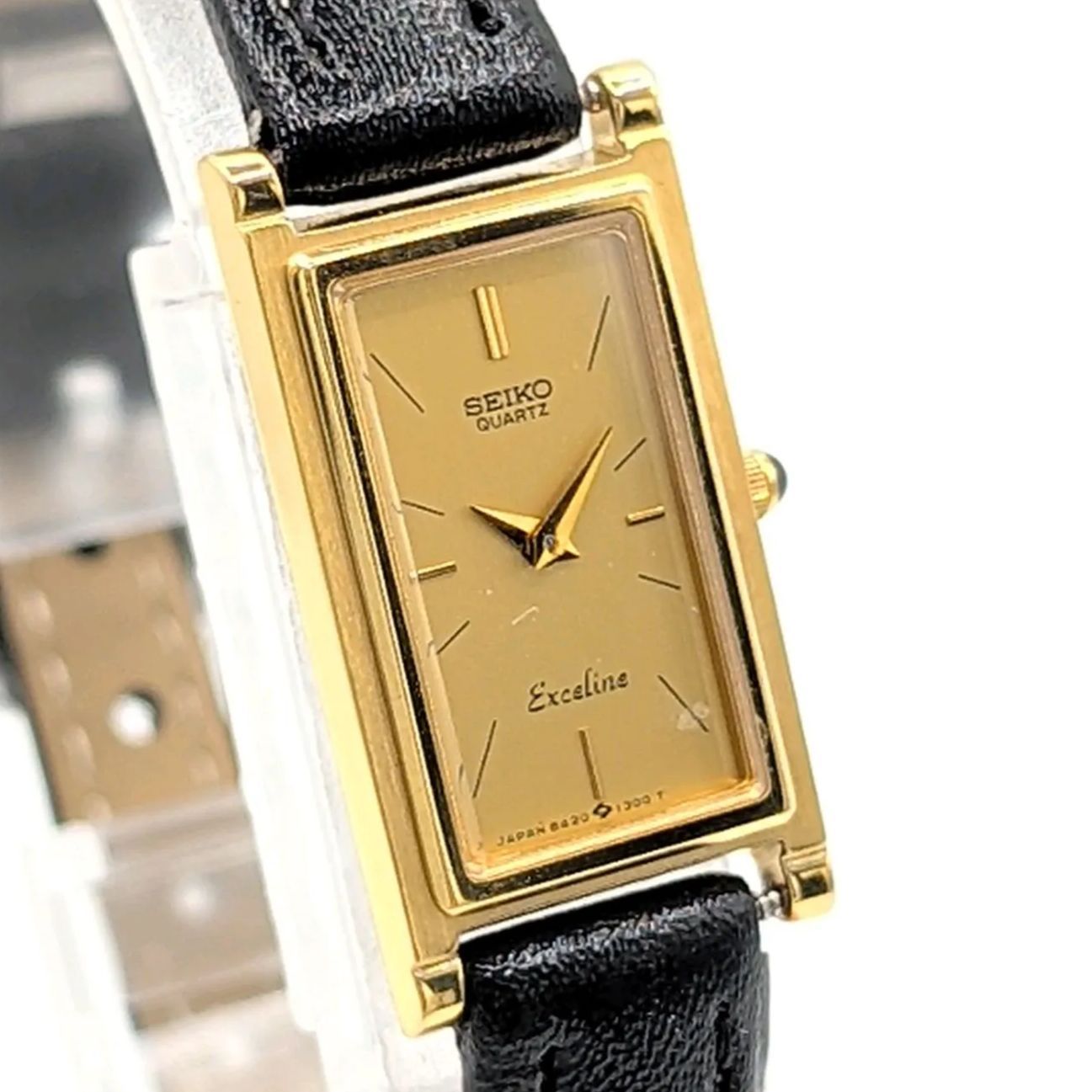 SEIKO Exceline 8420-6710 Watch Quartz Ladies Square Gold dial Y2K 
