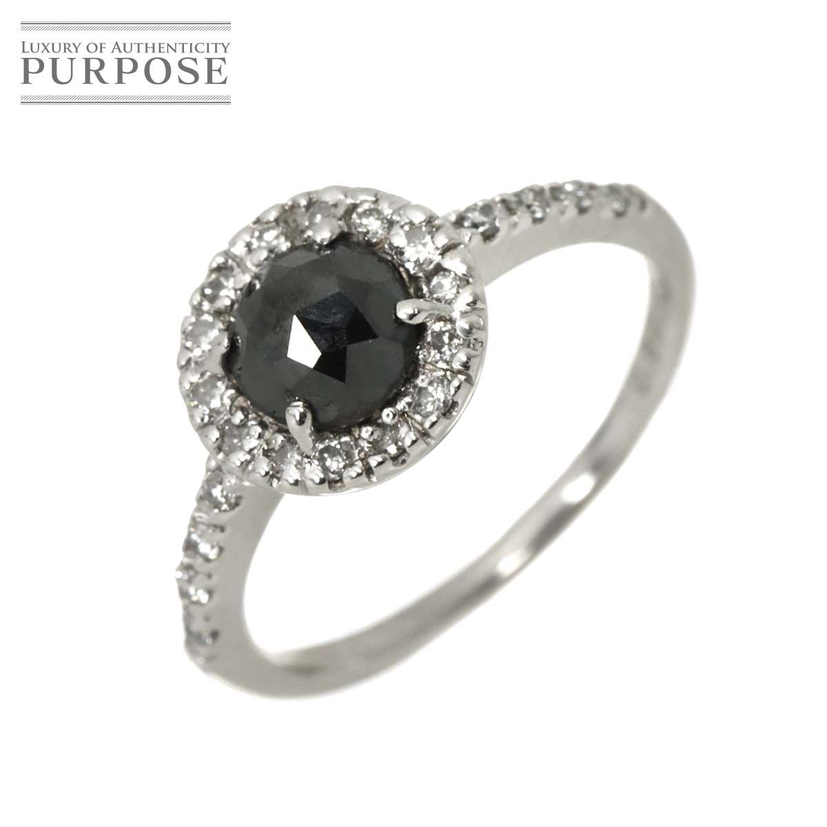 リング 6.5号 ブラックダイヤ 0.82ct ダイヤ 0.18ct K18 WG ホワイト 