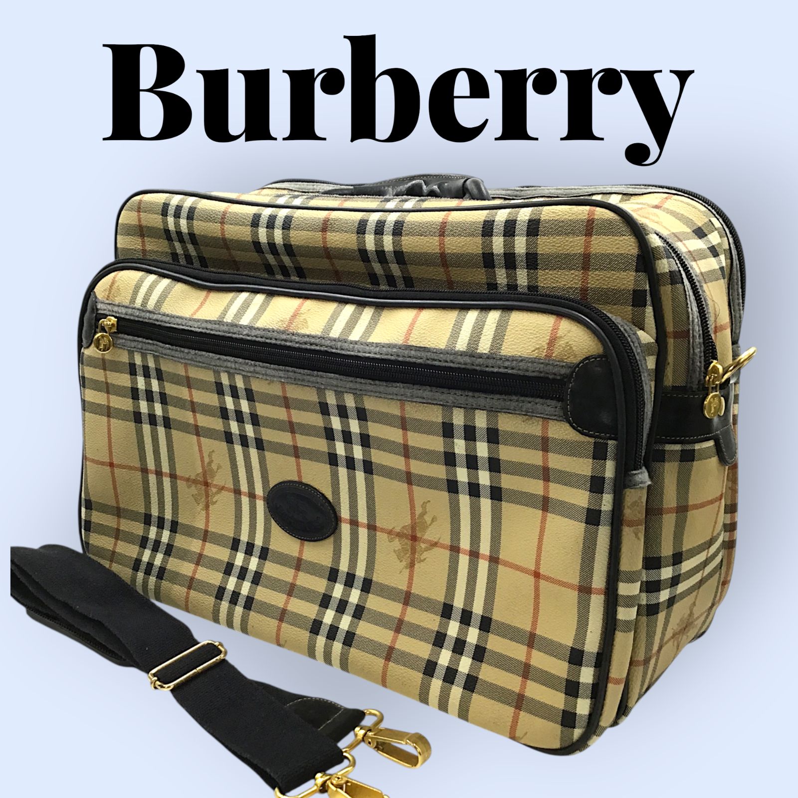 バーバリー バッグ ノバチェック レザー ホースロゴ Burberrys バーバリー バッグ ノバチェック レザー ホースロゴ Burberrys