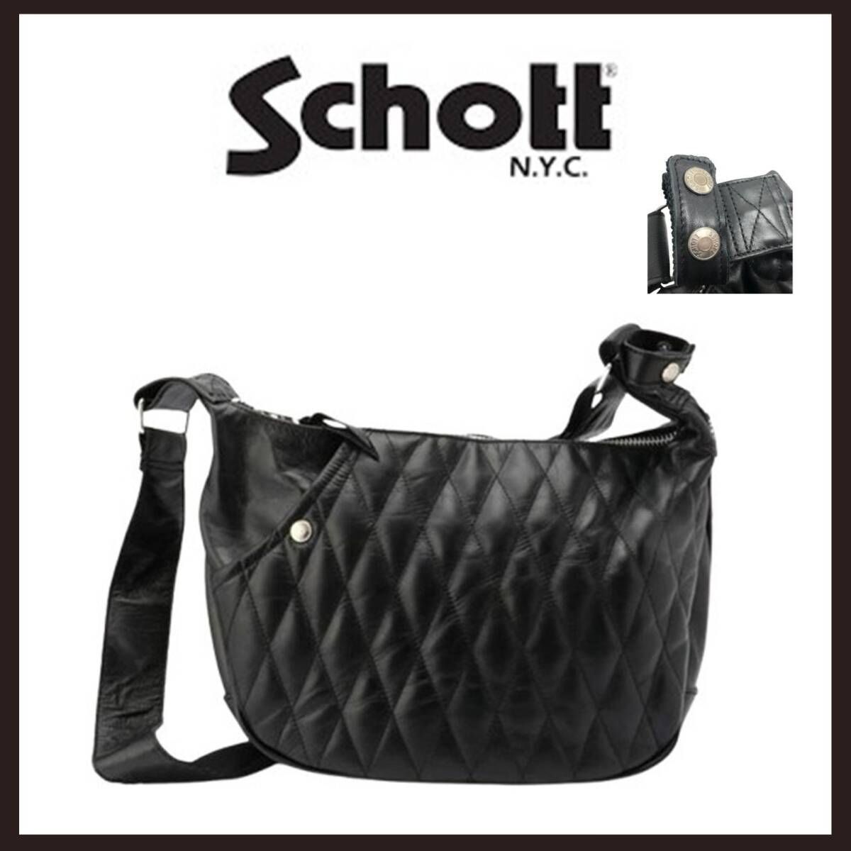 新品未使用 Schott（ショット） パデッド レザー バナナバッグ 
