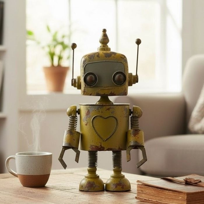 ART ロボット ディスプレイ　1点物 インテリア　置き物　オブジェ　アート 大きなロボット ブリキ製 ガーデニング レトロ お庭づくり 園芸