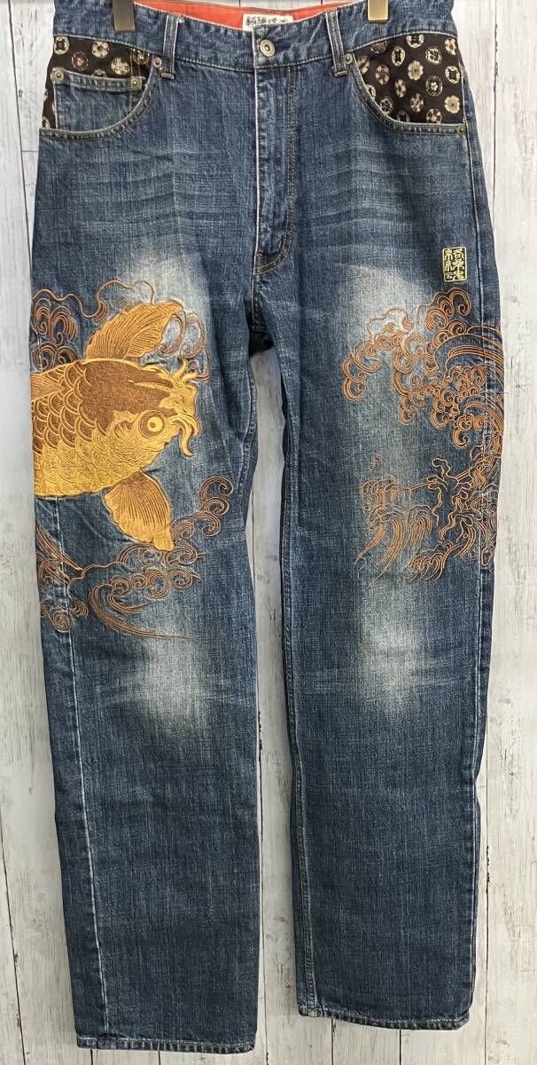 Denim pants ジーンズメンズ 和柄刺繍デニム パンツ ジーンズ・デニムパンツ 和柄アイテム