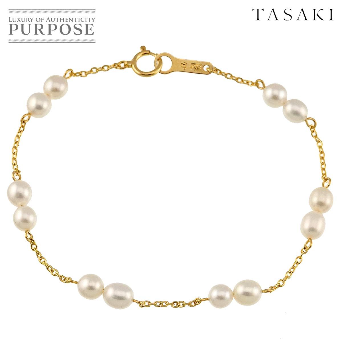 タサキ TASAKI 淡水真珠 4.8-4.4mm ブレスレット 16.5cm K18 YG 