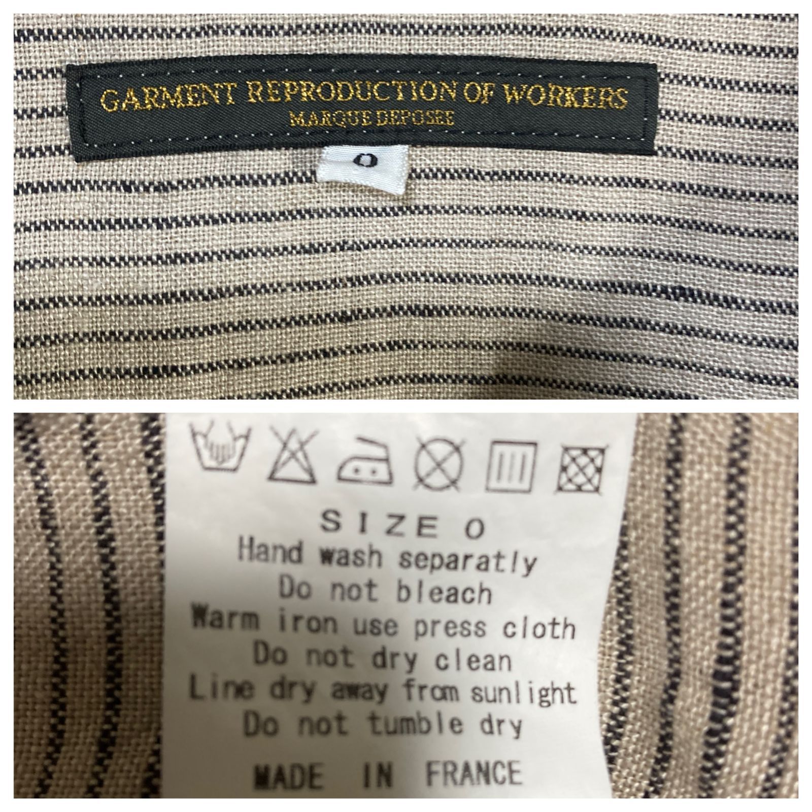 フランス製 GARMENT REPRODUCTION OF WORKERS ガーメント リ 
