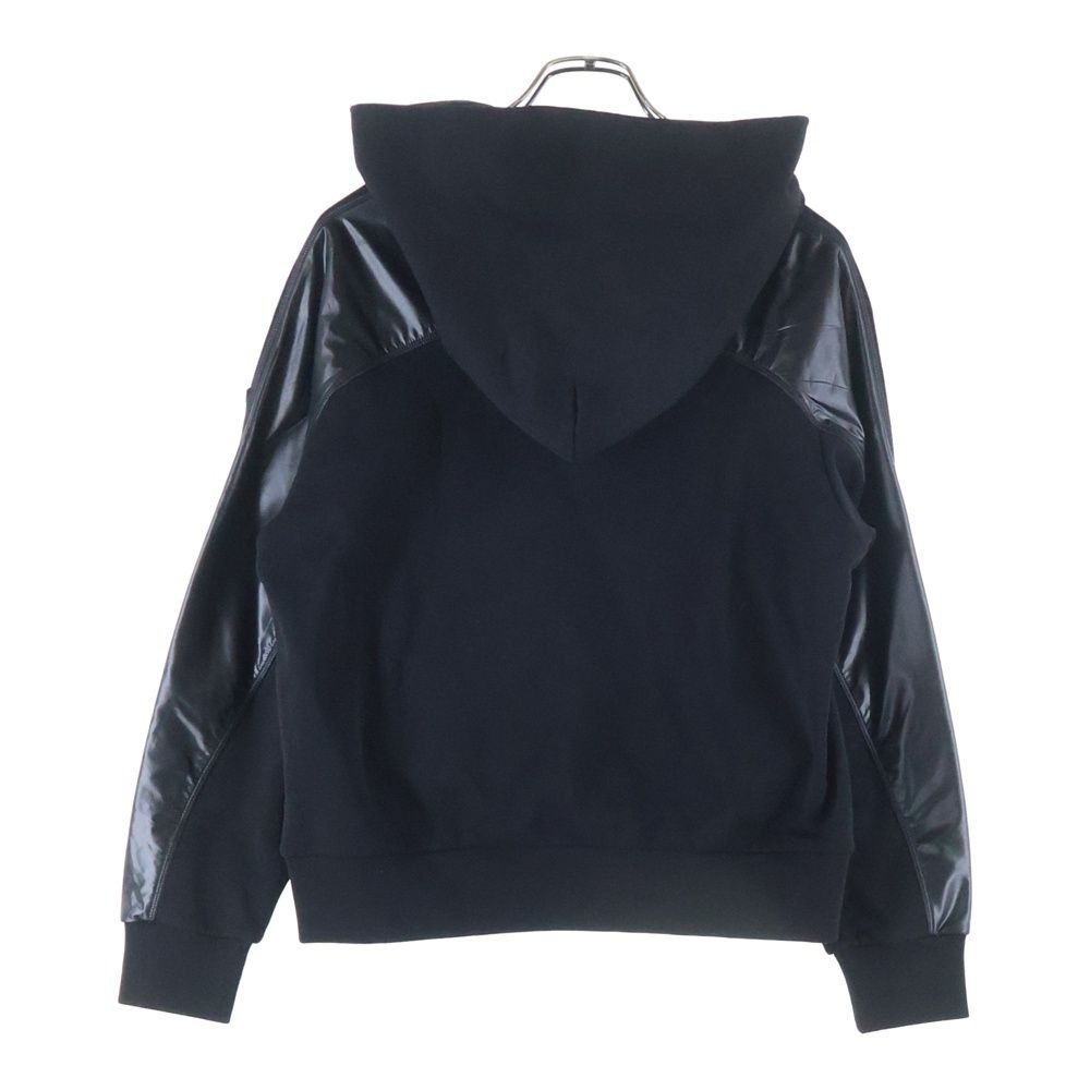 MONCLER モンクレール 23AW FELPA CON AAPPUCCIO ナイロン切替ロゴプリントプルオーバーパーカーブラック I20938G00008 809KR MONCLER (モンクレール) 23AW FELPA CON AAPPUCCIO ナイロン切替ロゴ