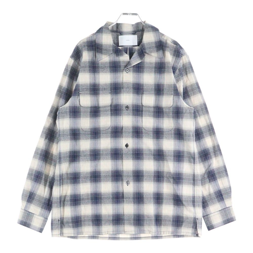 SUGARHILL シュガーヒル 24SS YAK OMBRE PLAID OPEN COLLAR BROUSE オンブレチェック柄 長袖開襟シャツ ロングスリーブ ブラウン/ライトブルー 2441000501 SUGARHILL (シュガーヒル) 24SS YAK OMBRE PLAID OPEN COLLAR BROUSE