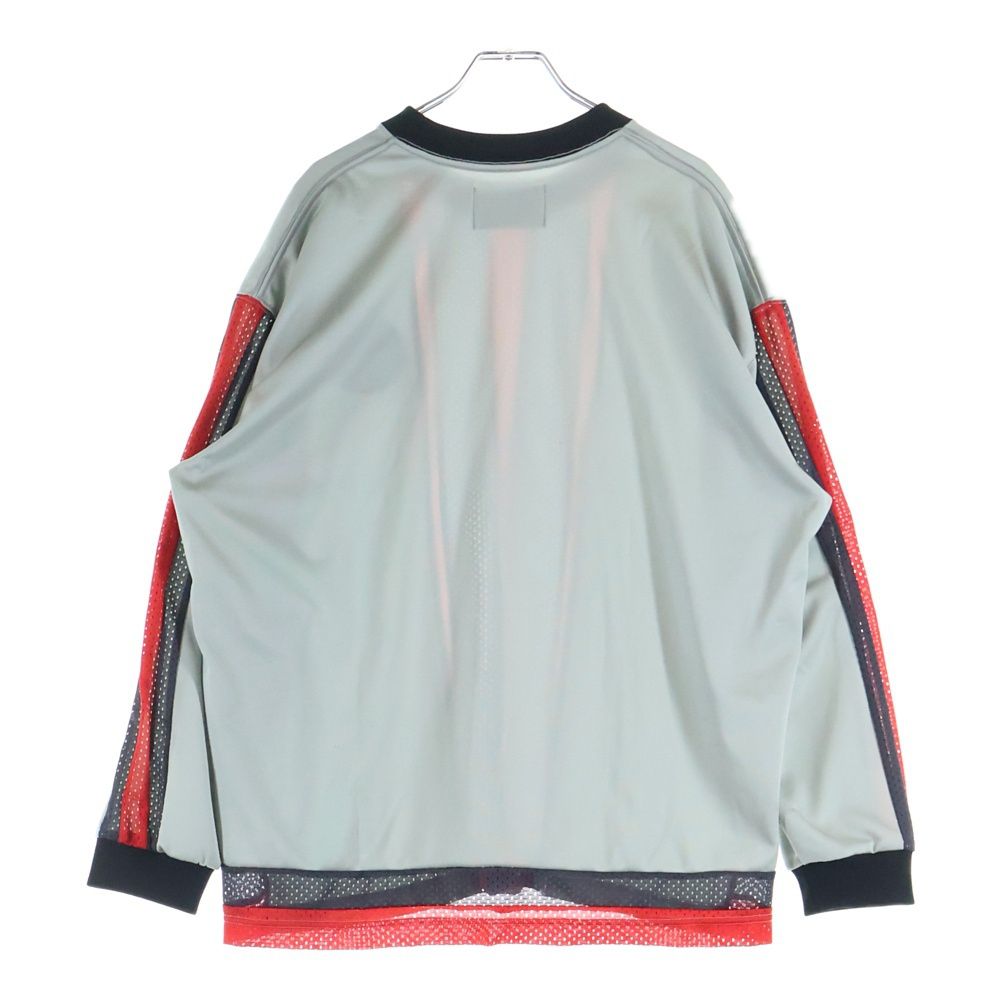 NO BRAND (ノーブランド) NOMATD ノーマティーディー STRIPE FOOTBALL TEE ストライプ フットボール スポーツ サッカー 長袖カットソー グレー/レッド N024F-TS01-GR-2