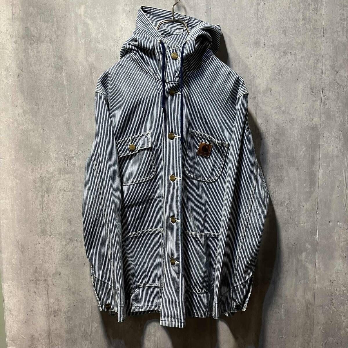 Carhartt ストライプフード付きカバーオール サイズM カーハート