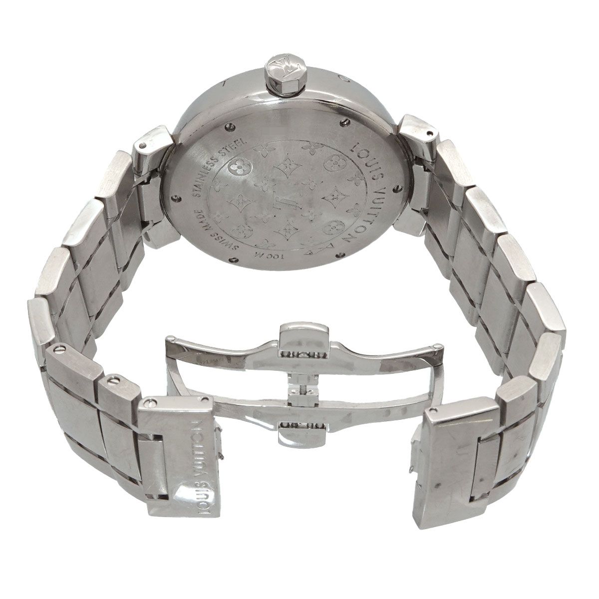  ルイ ヴィトン LOUIS VUITTON タンブールGMT Q1131 メンズ 腕時計 デイト ブラウン オートマ 自動巻き TambourGMT 90317491 柔らか素材 自動巻き時計 腕時計(アナログ)