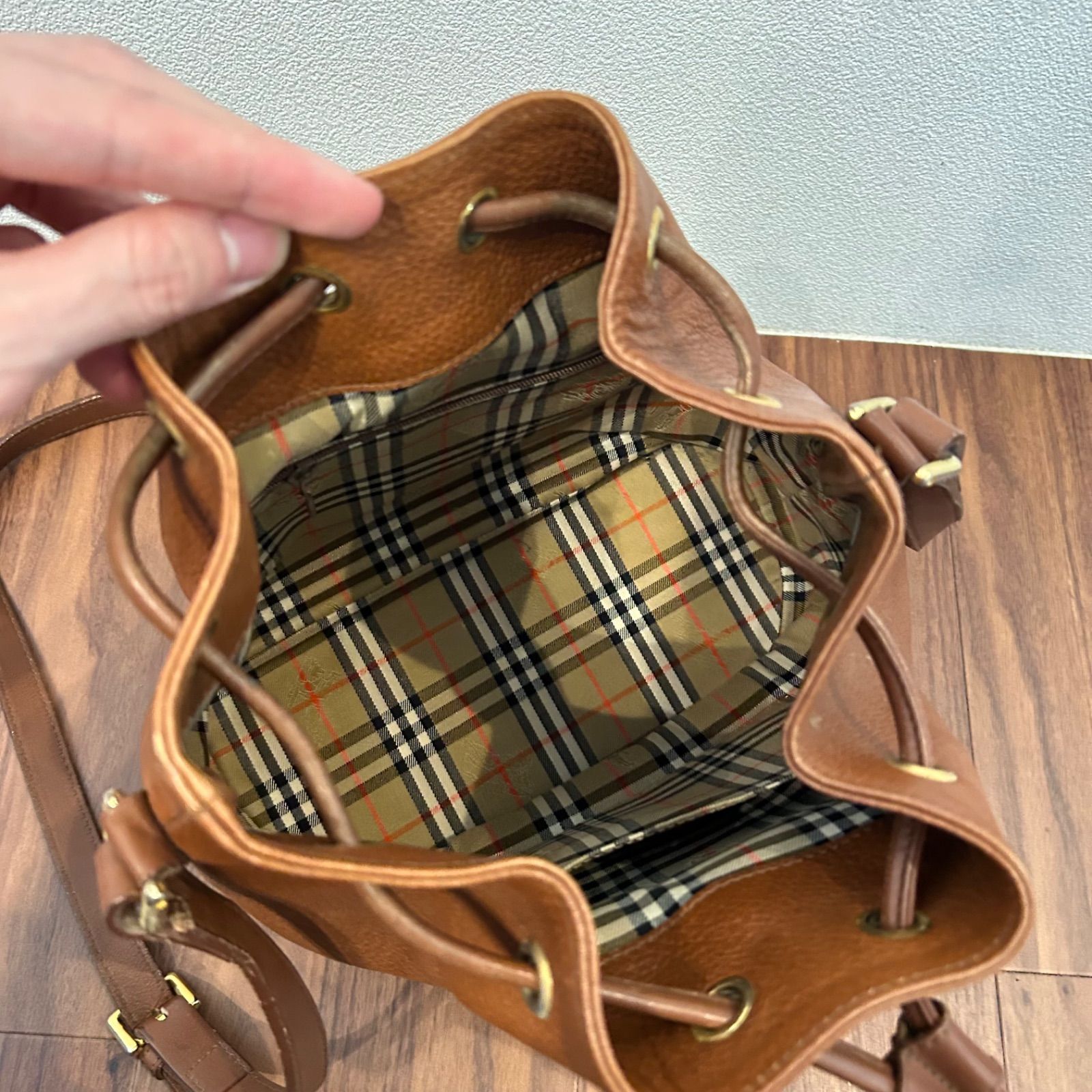 Burberry バーバリー レディース 巾着 ショルダーバッグ ヴィンテージ 