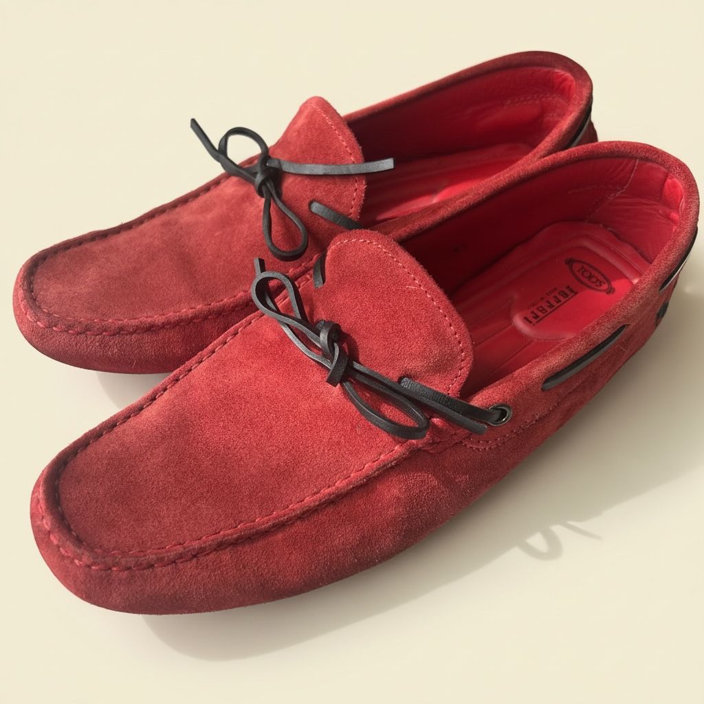 TOD'Sトッズ フェラーリコラボ スウェード ドライビングシューズ