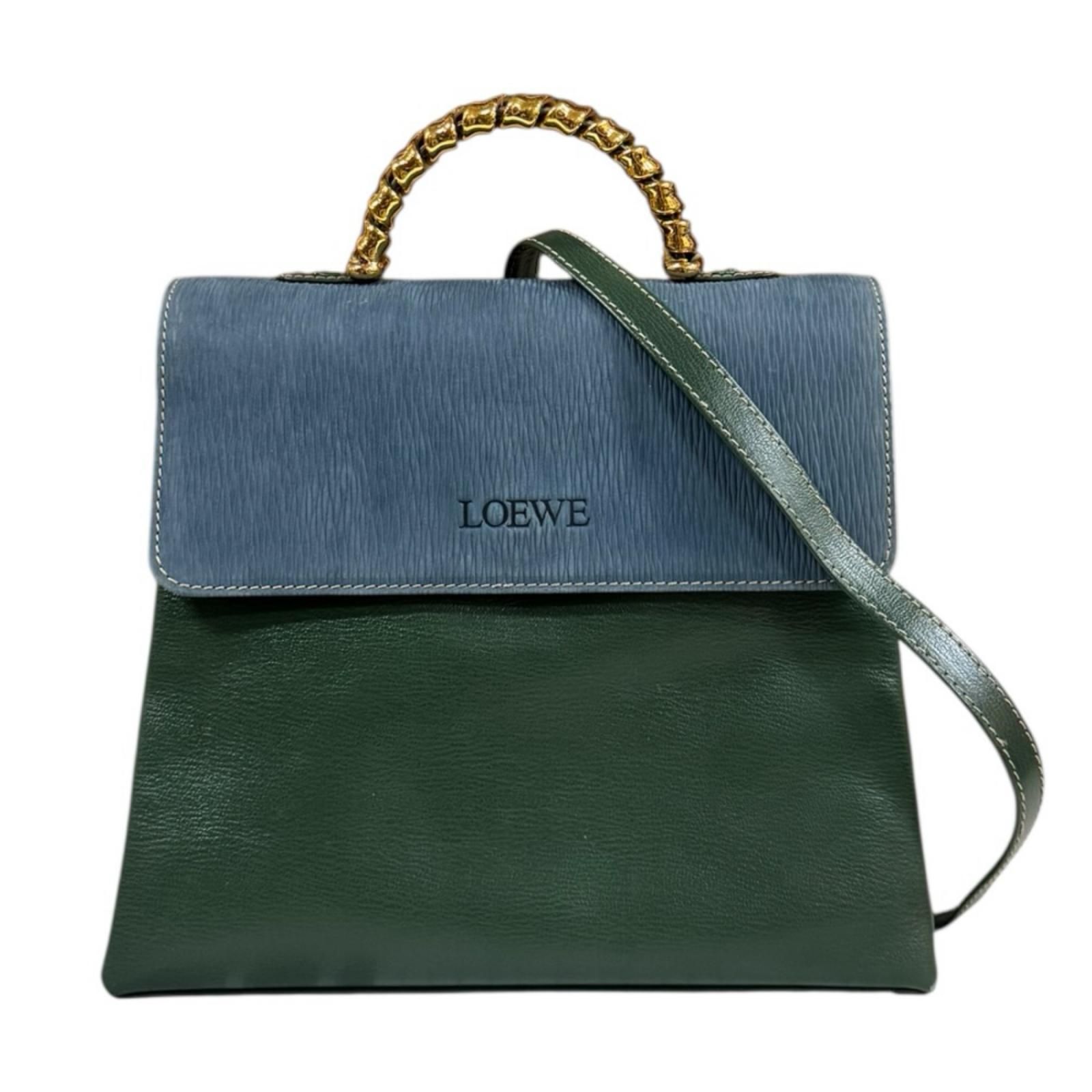 ロエベ ベラスケス ショルダーバッグ レザー ブルー レディース LOEWE 