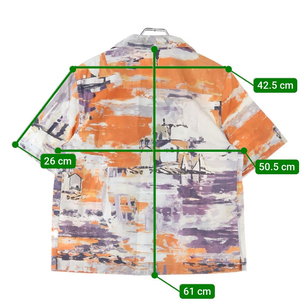 PRADA プラダ Landscape Shirt 総柄半袖シャツ レディース オレンジ P431B S162 1PF7 PRADA (プラダ) Landscape Shirt 総柄半袖シャツ レディース オレンジ