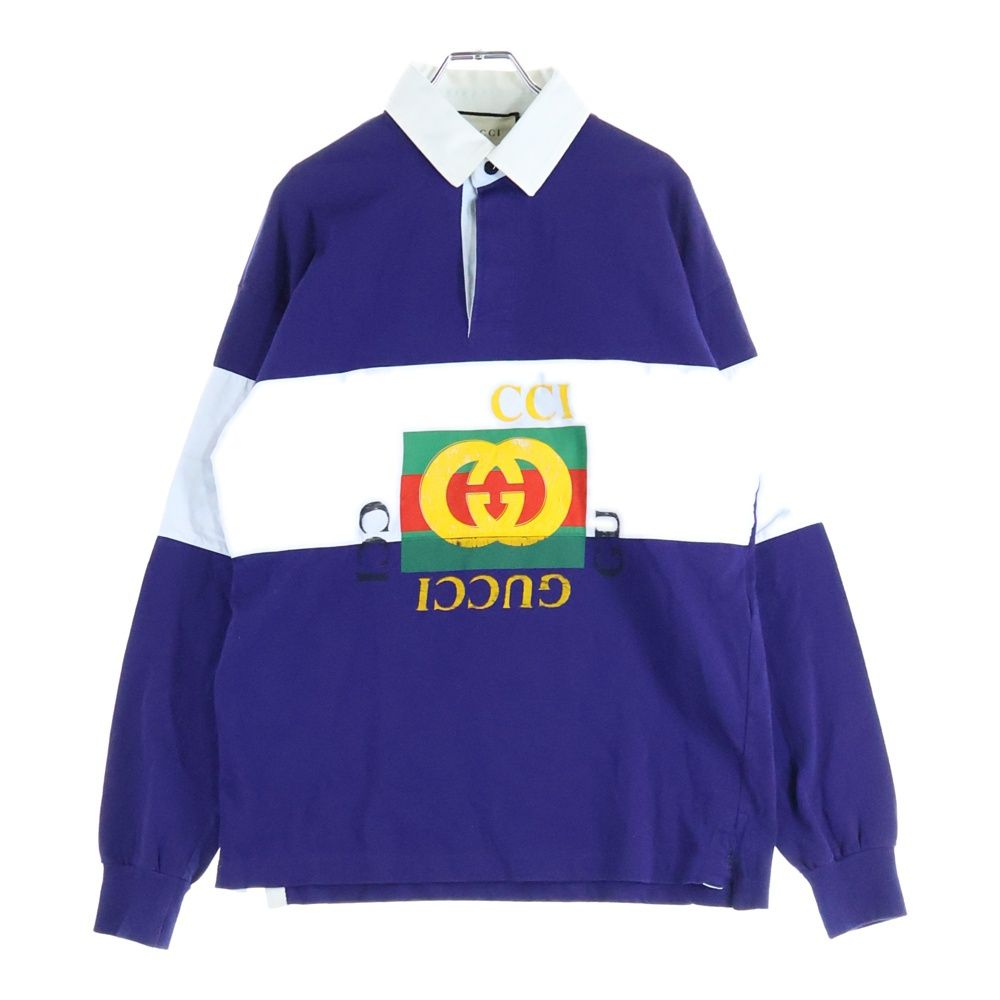 GUCCI (グッチ) GG Polo Shirt 長袖ポロシャツ ネイビー 545800 XJAG9