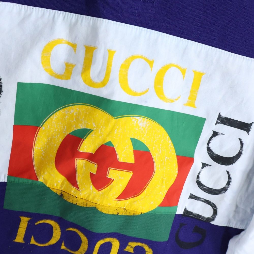 GUCCI ポロシャツ　GGロゴ GUCCI (グッチ) メンズ ポロシャツ 半袖 胸ロゴ ライン シャツ