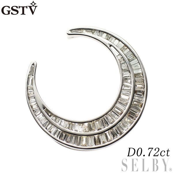 GSTV K18WG ダイヤモンド ペンダントトップ 0.72ct 大久保馬蹄 三日月