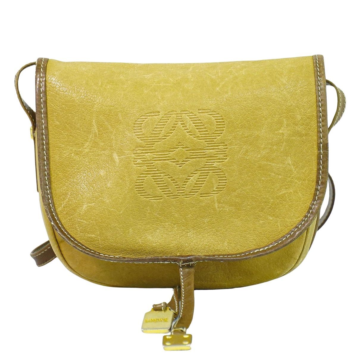 本物 ロエベ LOEWE アナグラム ショルダーバッグ ポシェット レザー 