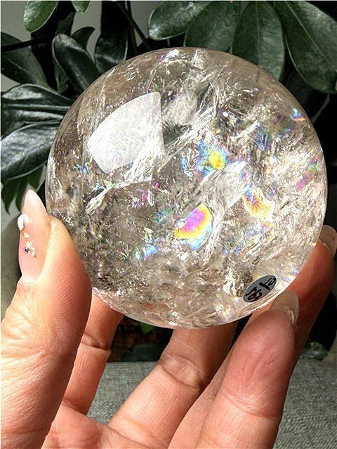 AAA級天然レインボースモーキークォーツ丸玉YT10B1|352B03D
