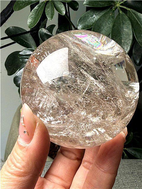 AAA級天然レインボースモーキークォーツ丸玉YT10B1|352B03D