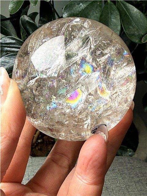  AAA級天然レインボースモーキークォーツ丸玉YT10B1|352B03D 飾りラック 置物 インテリア小物