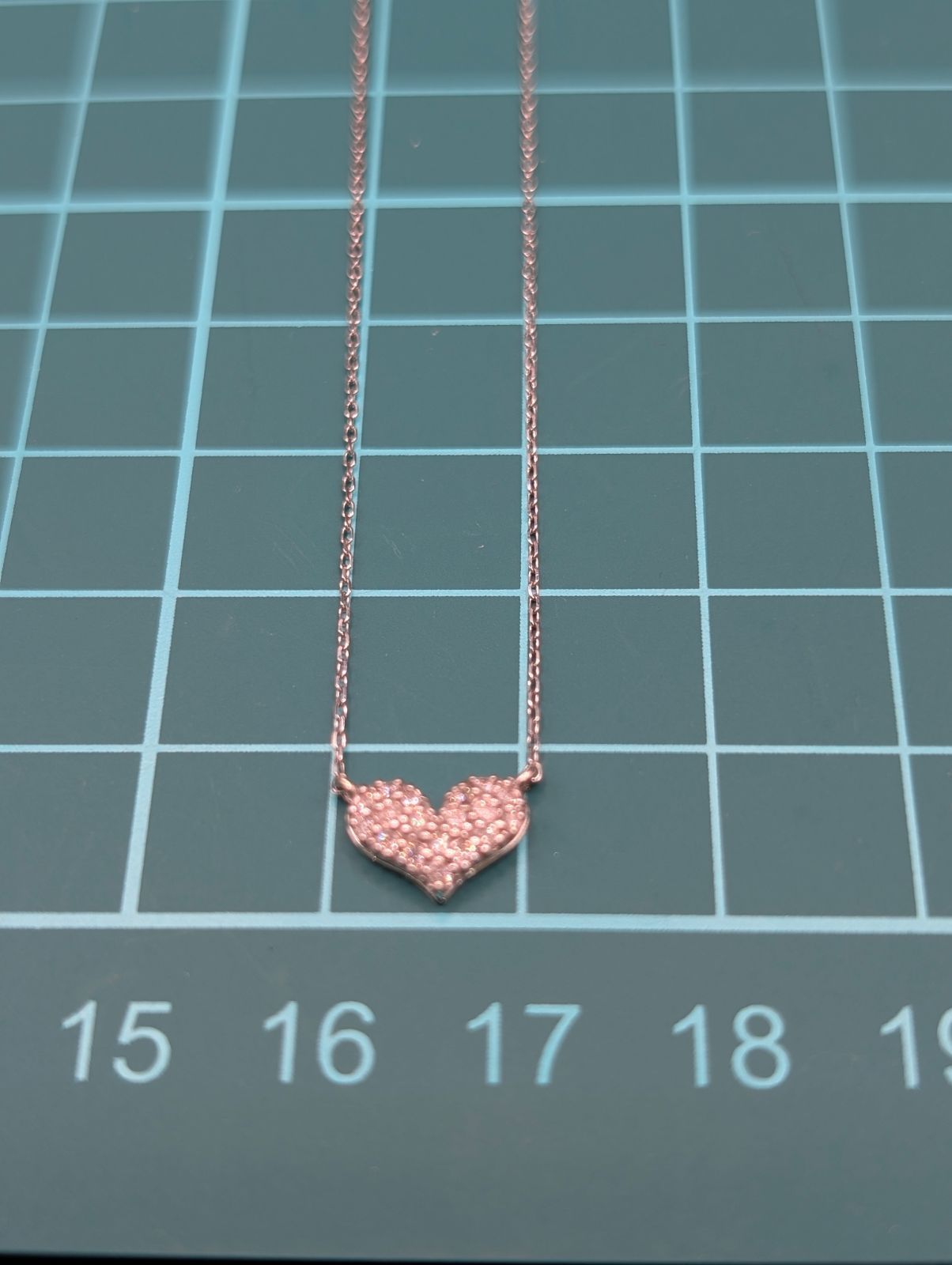 K10WG 天然ダイヤモンド0.15ct ハート ペンダントネックレス 40cm 