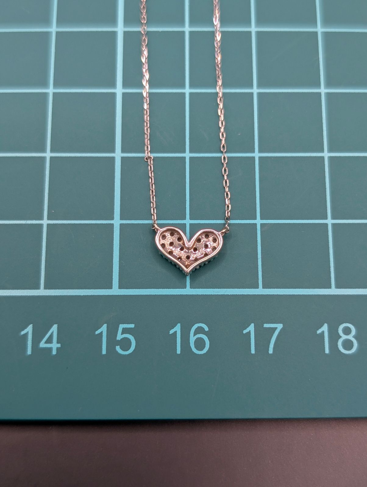 K10WG 天然ダイヤモンド0.15ct ハート ペンダントネックレス 40cm 