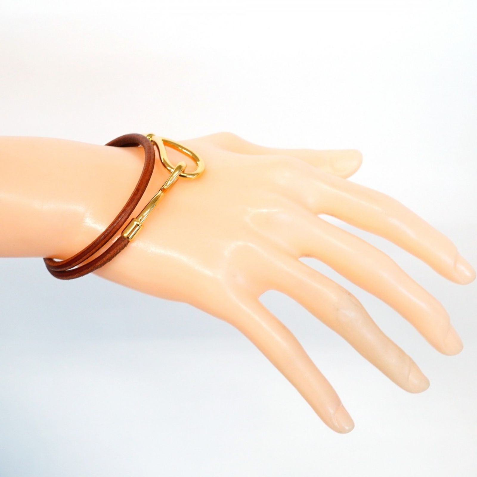本物 エルメス HERMES ジャンボ ブレスレット バングル レザー GP 