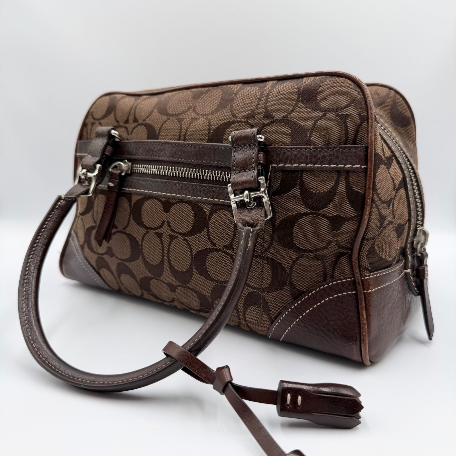 COACH コーチ シグネチャー ハンドバッグ ミニボストン キャンバス 