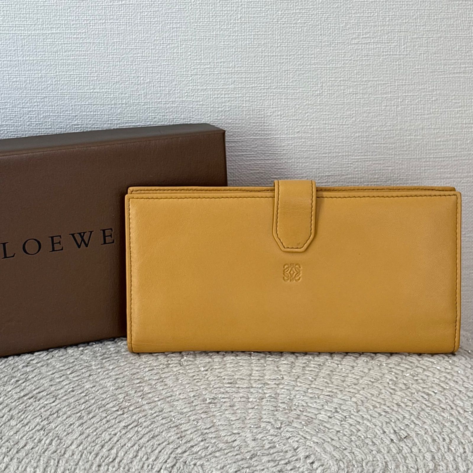 箱付き】【美品】ロエベ 長財布 折り財布 ウォレット イエロー系 