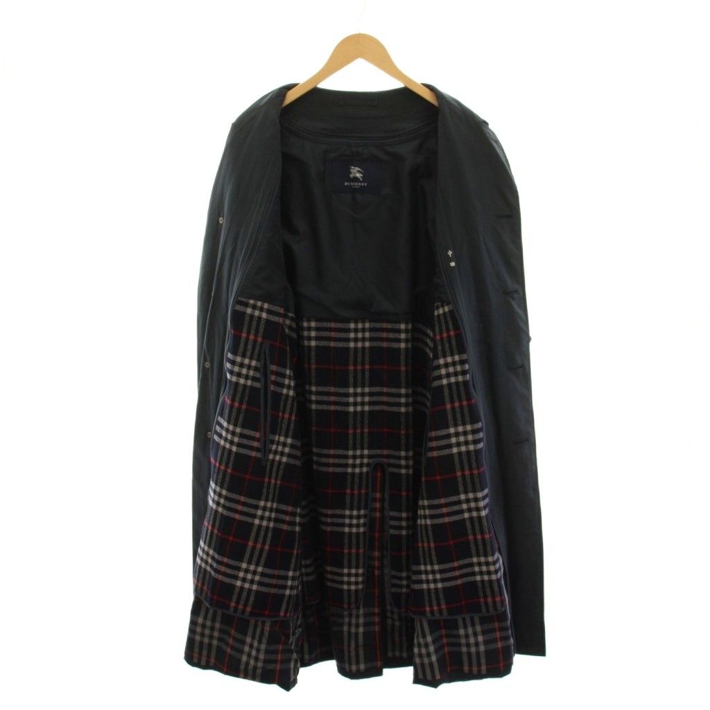 美品 バーバリーロンドン トレンコート M ライナー付き 黒 チェック裏地 バーバリー ロンドン BURBERRY LONDON ステンカラーコート 裏地