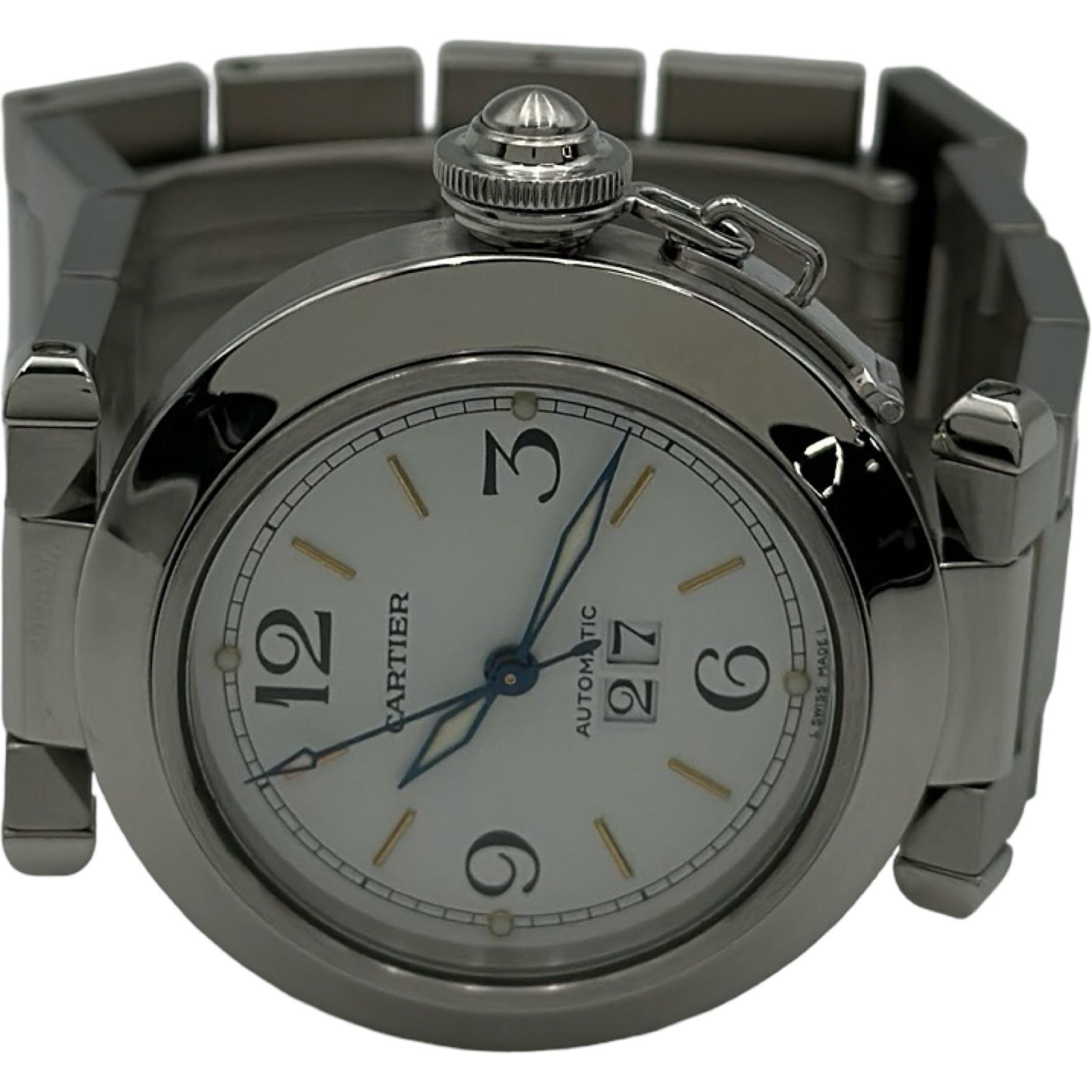 カルティエ Cartier パシャC ビッグデイト W31044M7 ホワイト 