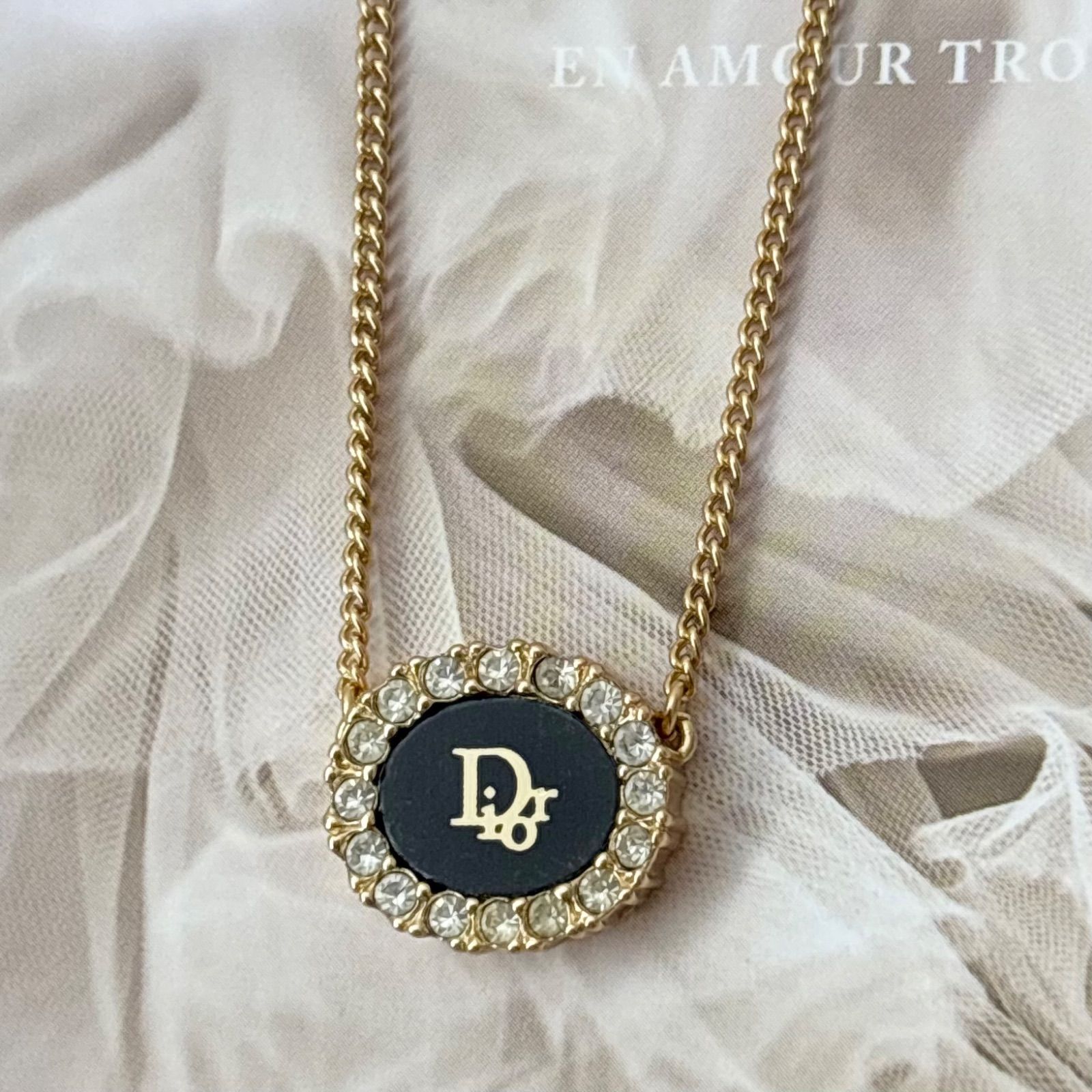 美品】クリスチャンディオール CDロゴ ネックレス アクセサリー首飾り 