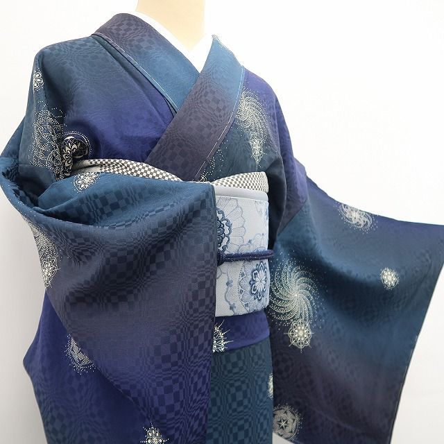 ❁tomihisa❁新品 夏単衣 薄物 みずくに織物謹製 越後染印伝