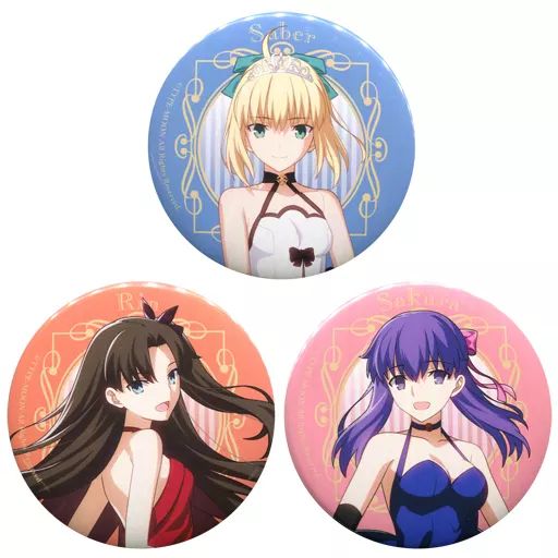 バッジ・ピンズ セイバー＆遠坂凛＆間桐桜(等身) ビッグ缶バッジ3個 