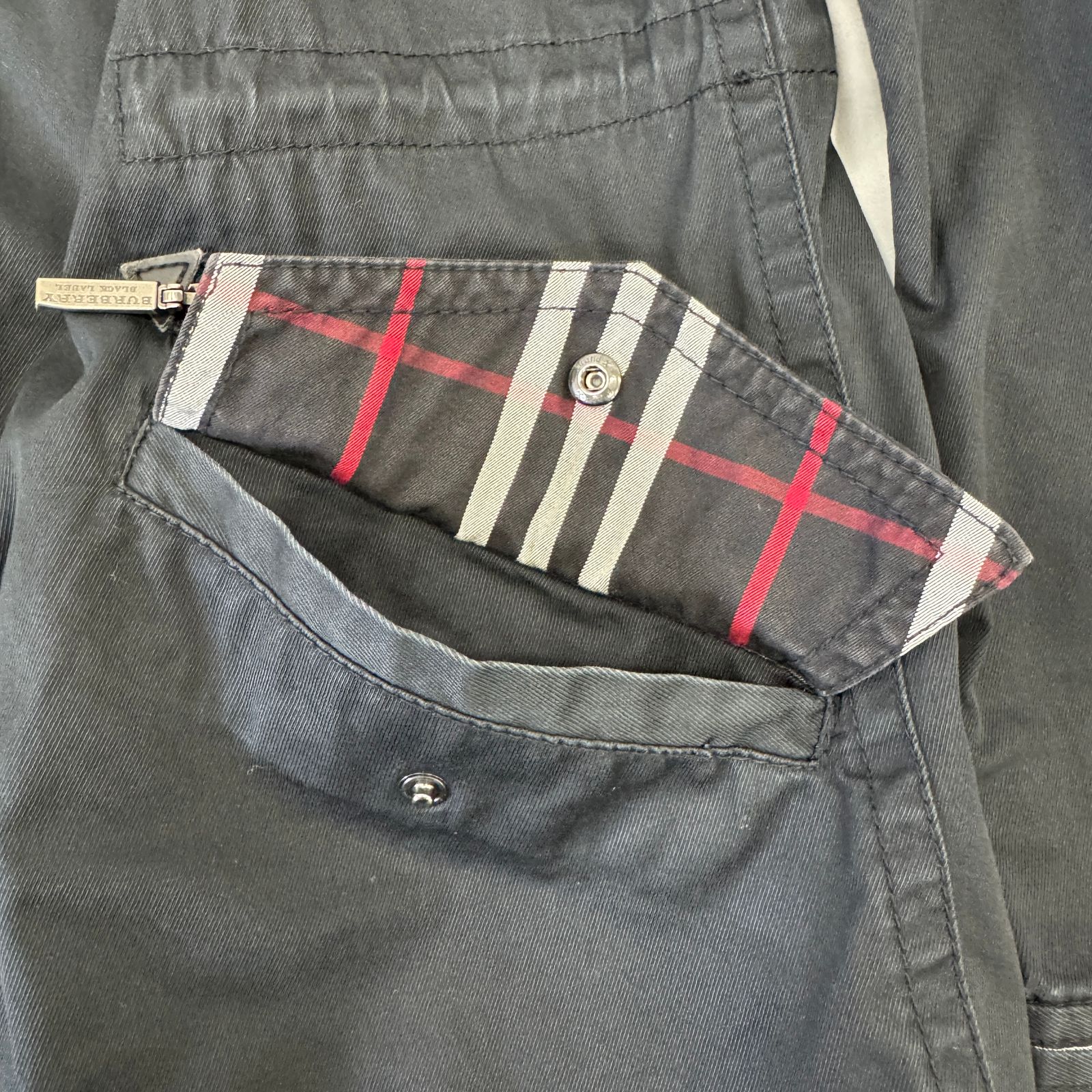BURBERRY BLACK LABEL モッズコート M 黒 ノバチェック フード付き
