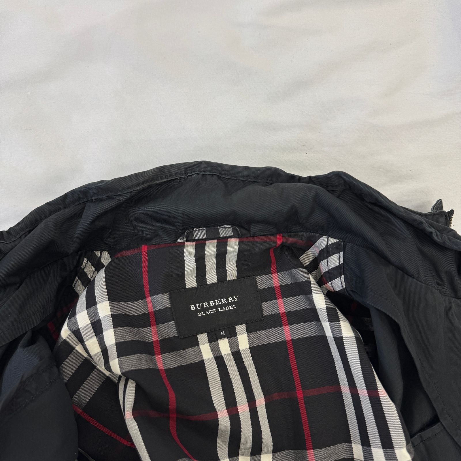 BURBERRY BLACK LABEL モッズコート M 黒 ノバチェック フード付き