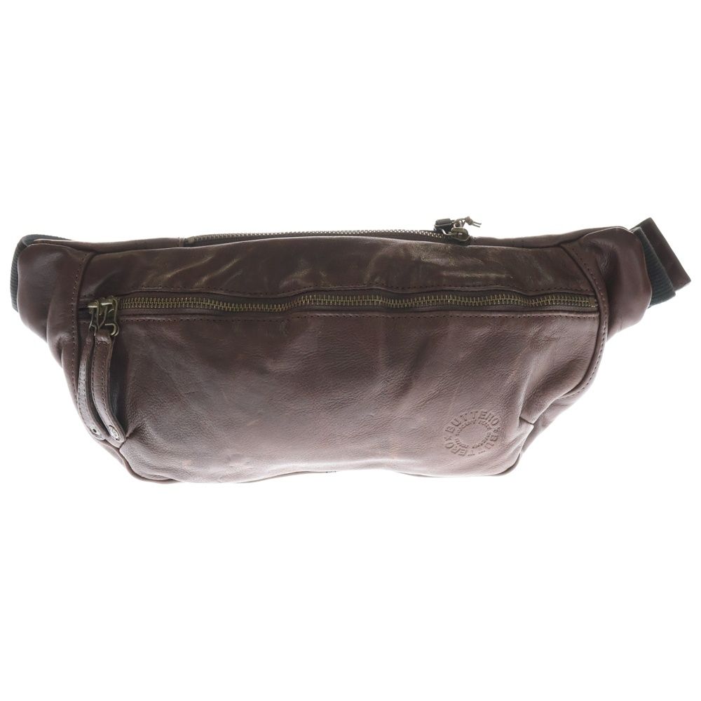 BUTTERO (ブッテロ) Washed Leather Shoulder Bag ウォッシュドレザーショルダーバッグ ウォッシュド加工レザーボディバッグ ブラウン