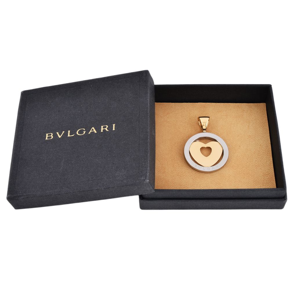 ブルガリ BVLGARI トンド ハート ペンダントトップ YG×SSg K18【中古