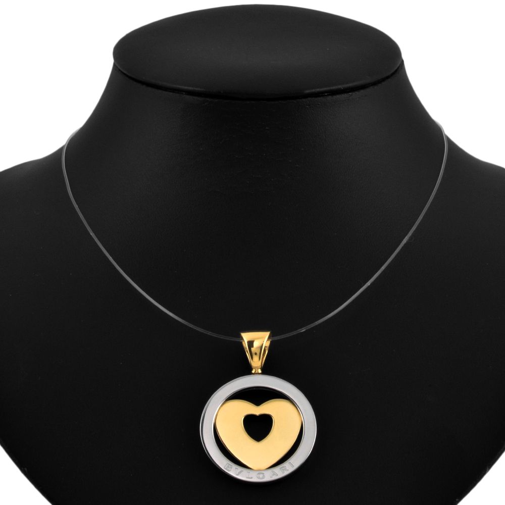 ブルガリ BVLGARI トンド ハート ペンダントトップ YG×SSg K18【中古