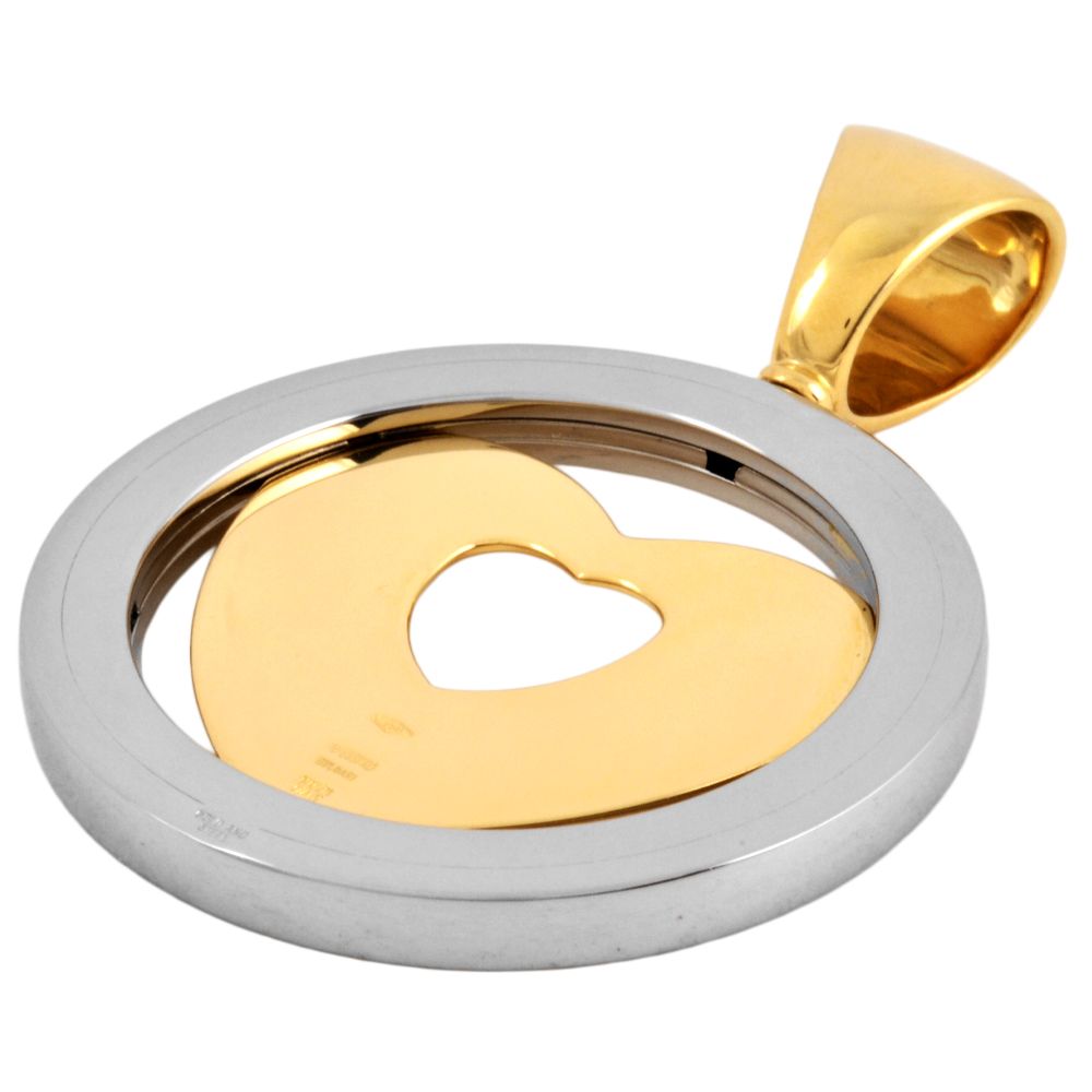 ブルガリ BVLGARI トンド ハート ペンダントトップ YG×SSg K18【中古