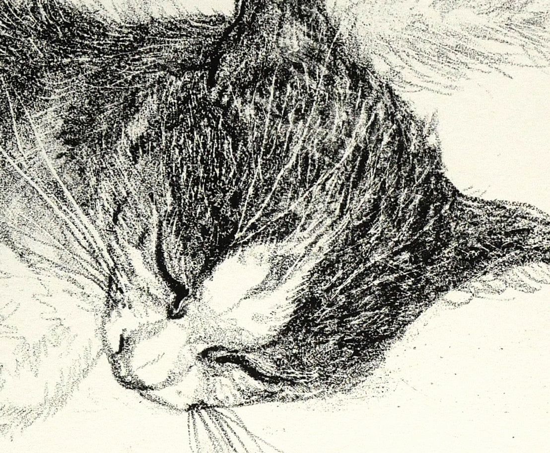 藤田 嗣治「二匹の猫」リトグラフ・限定直筆サイン入・1958年作・君代