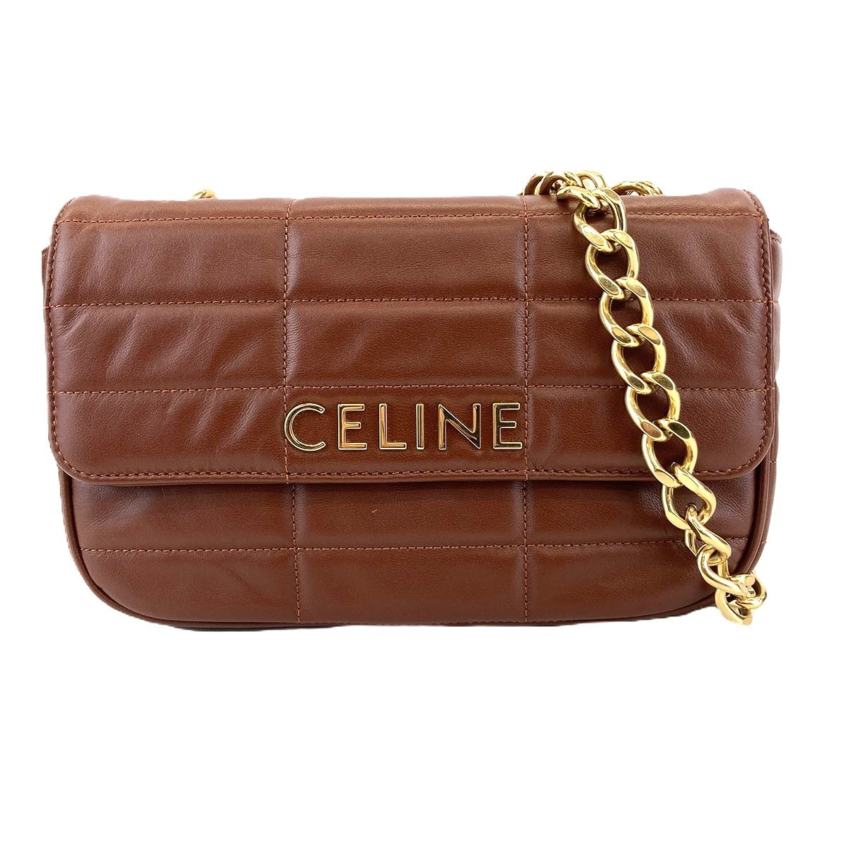 CELINE セリーヌ モノクローム マトラッセ キルティング チェーン 