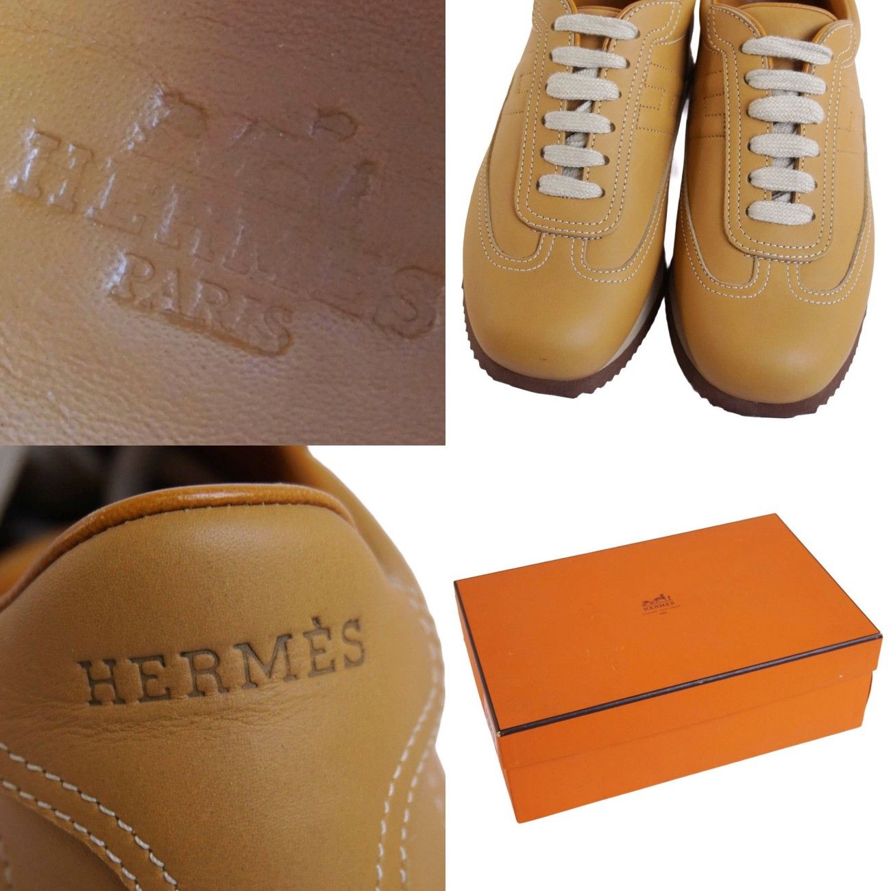 未使用 エルメス HERMES スニーカー ローカット Hロゴ クイック レザー 
