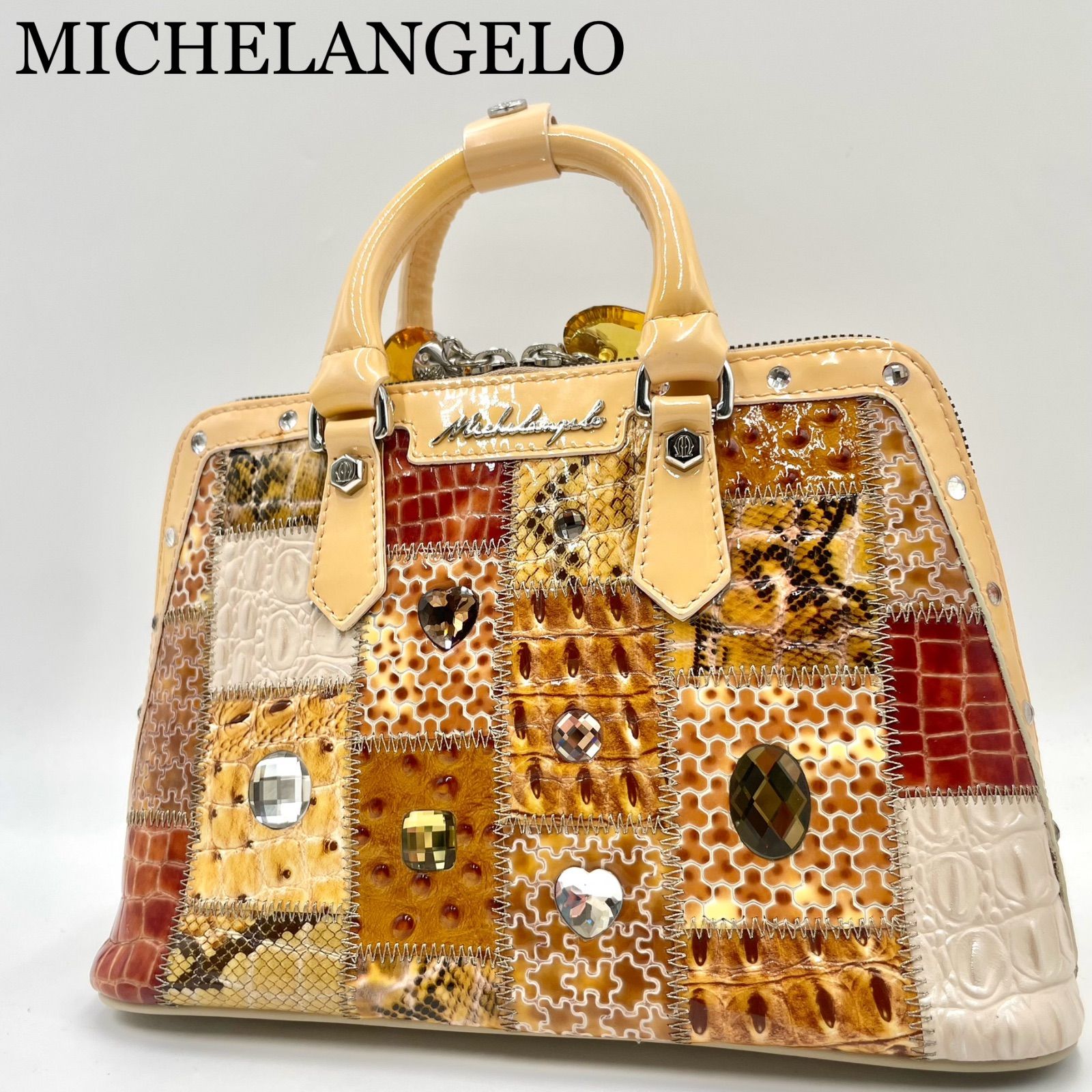 ミケランジェロMICHELANGELO ハンドバッグ 白 美品MICHELANGELO